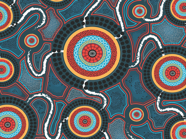 Reconciliation Action Plan Artwork by Jasmine Sarin. Artwork Titled 'Creating Connections'.