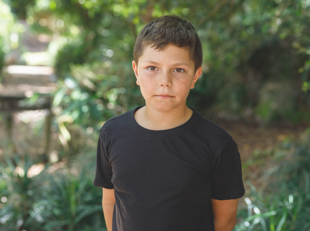 Portrait of First Nations Australian boy at Lismore, NSW, Australia.