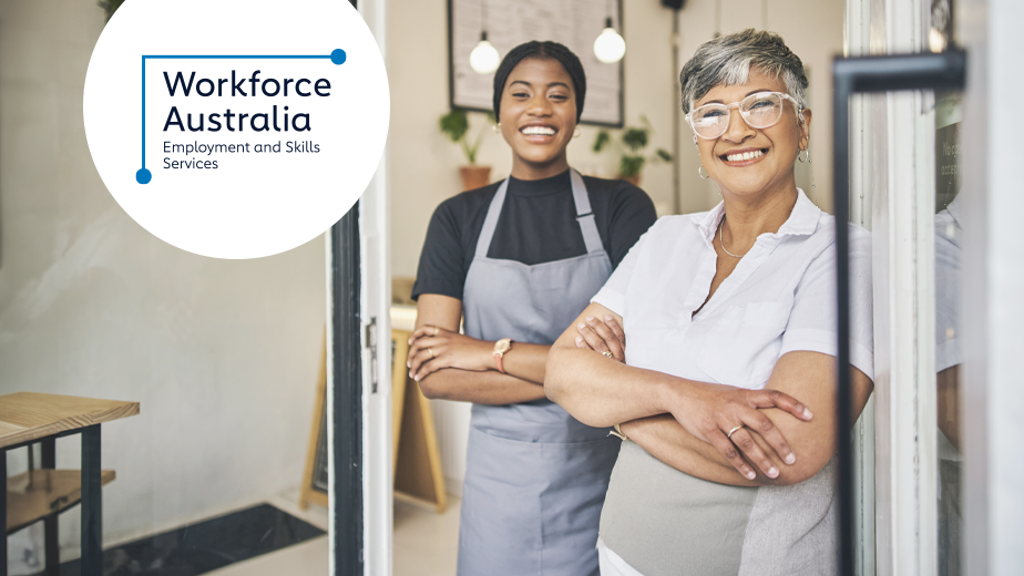 Coffee shop, senior woman manager portrait with barista feeling happy about shop success. Female server, waitress and small business owner together proud of cafe and bakery growth with a smile 