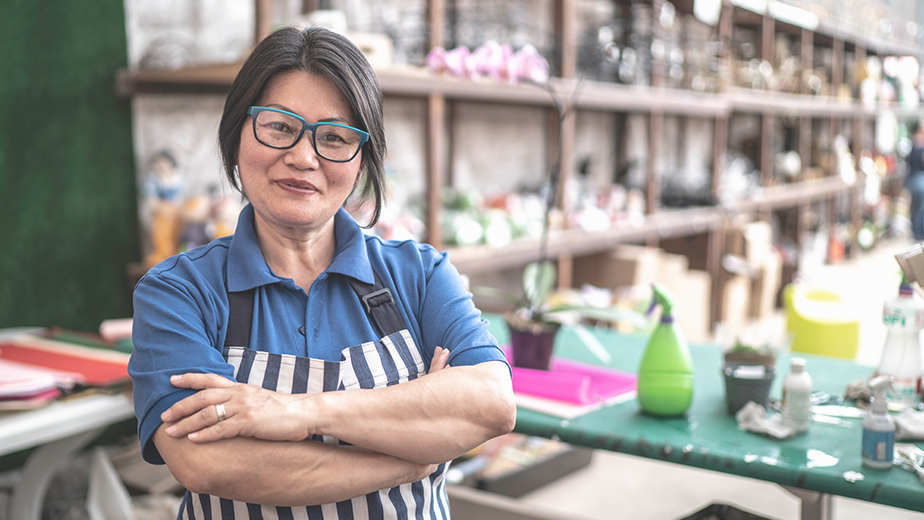 Florist Doing Flowers Arrangements on Small Business Asain Flower Shop Owner